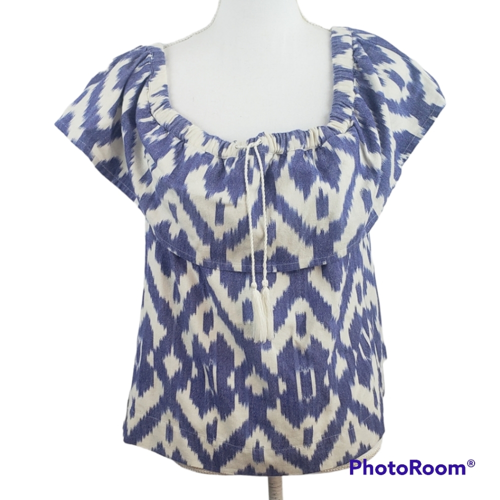 Madewell Women's Balcony Off the Shoulder Top in Ikat Print Size Xsmall
